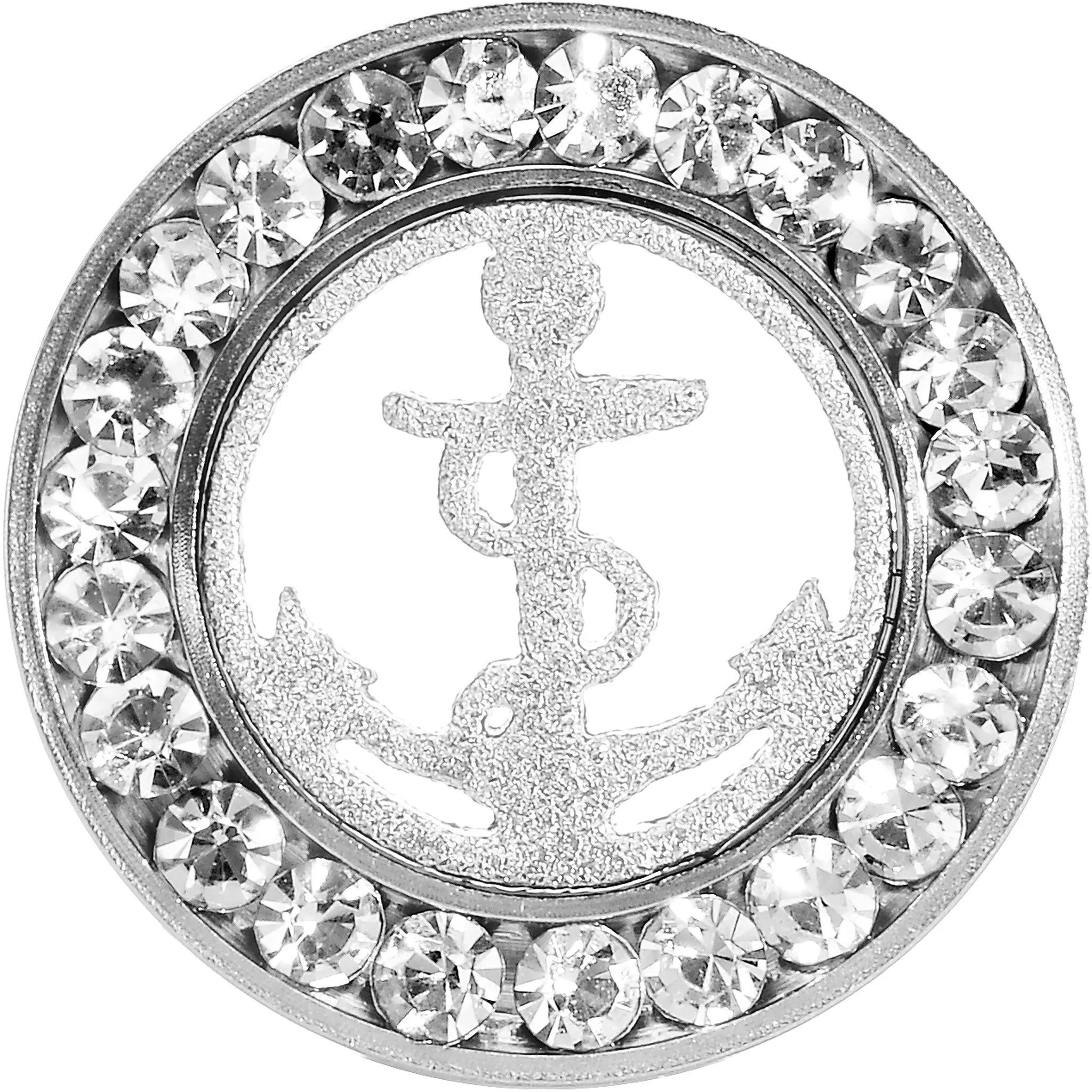 1/2 Stainless Steel Clear Gem Anchor Tunnel Plug