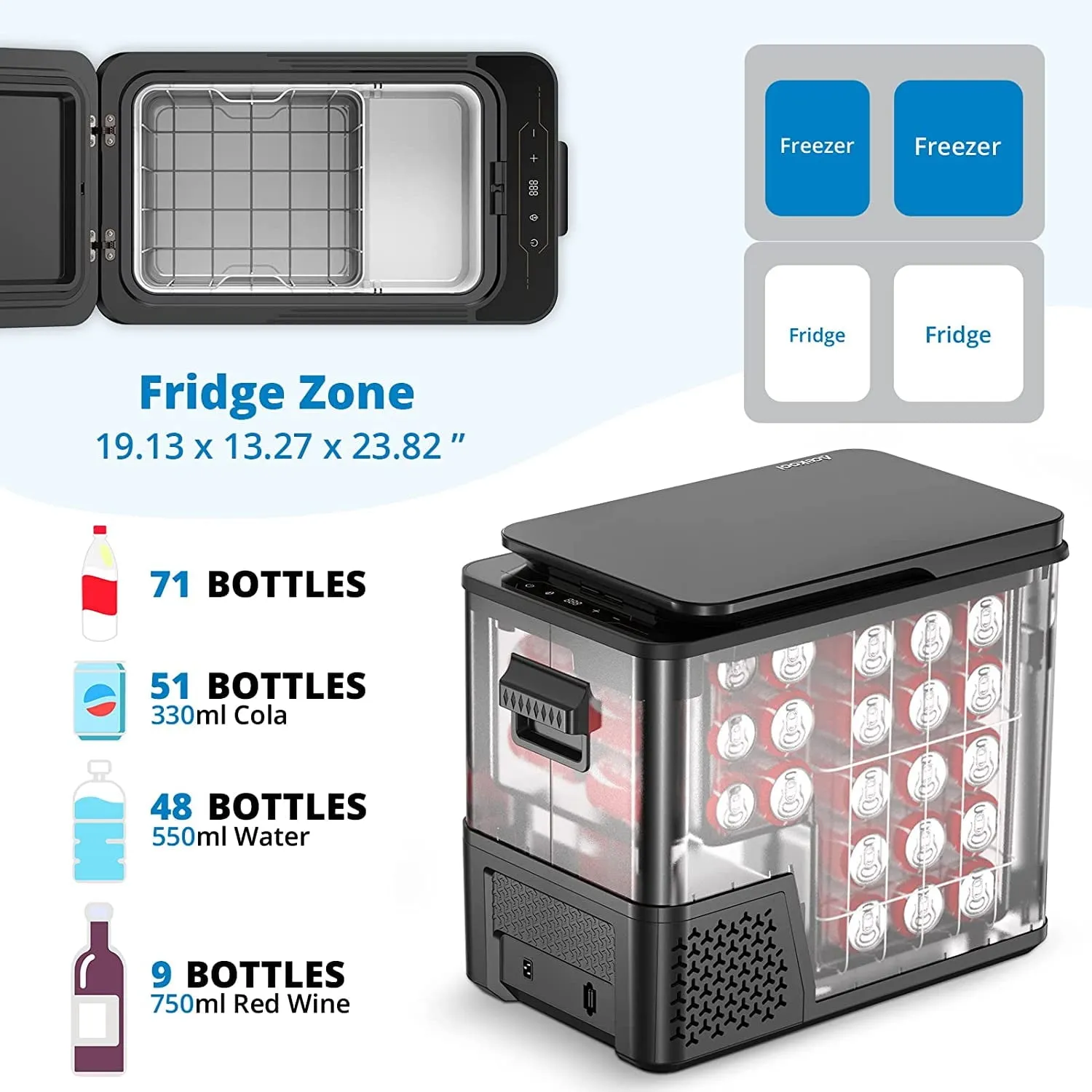 12 Volt Refrigerator 42 Quarts/40L RV Car Refrigerator Portable Refrigerator Freezer 12/24V DC & 100-240V AC