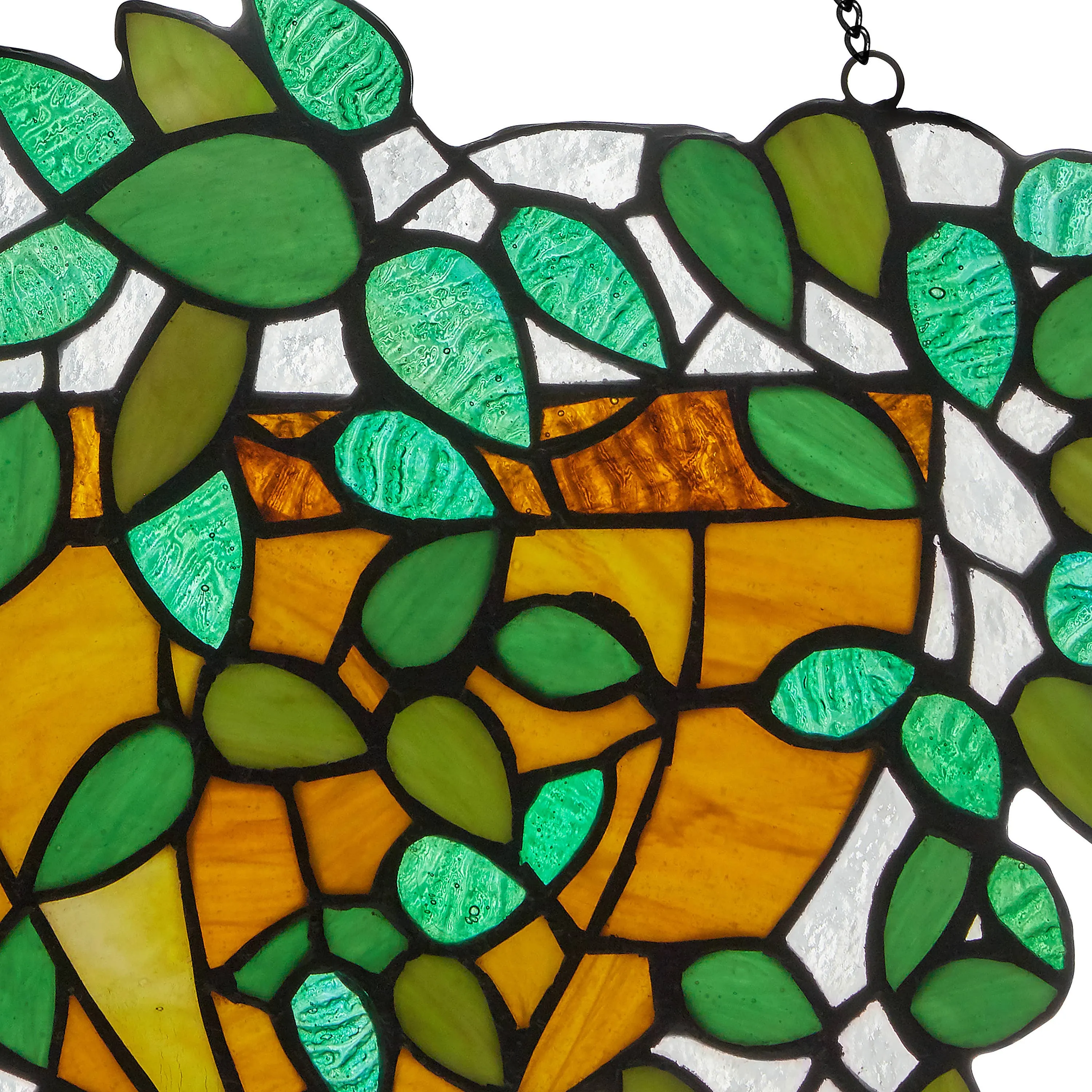 13"W Hanging Plant Stained Glass Window Panel