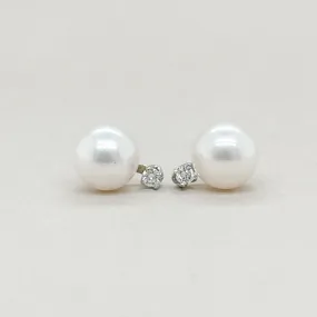 14K W Gold 6.50-7mm Pearl & Diamond earrings