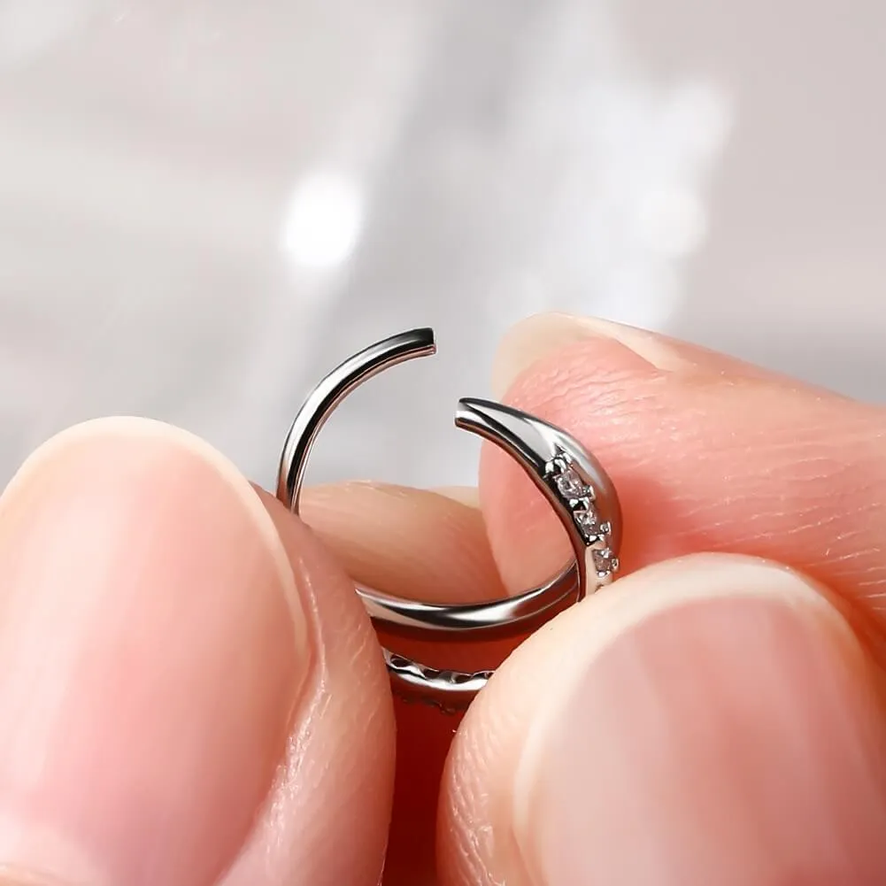 20G Double Nose Hoop Half CZ Twisted Seamless Nose Ring