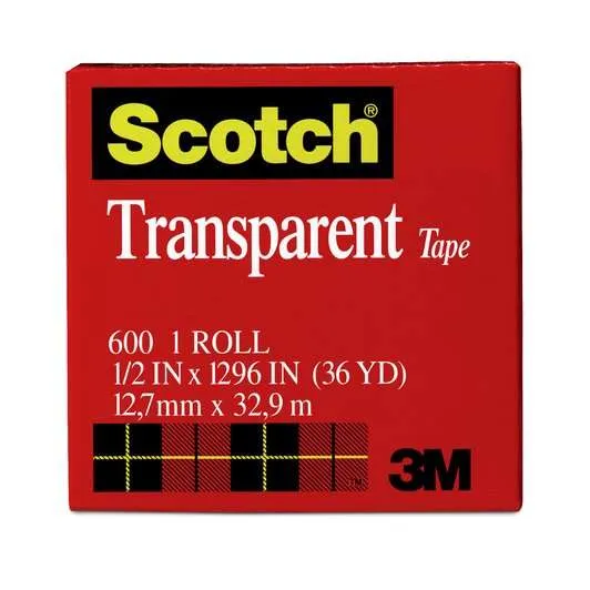 3M Scotch Premium Transparent Tape 1/2'' X 36 Yd