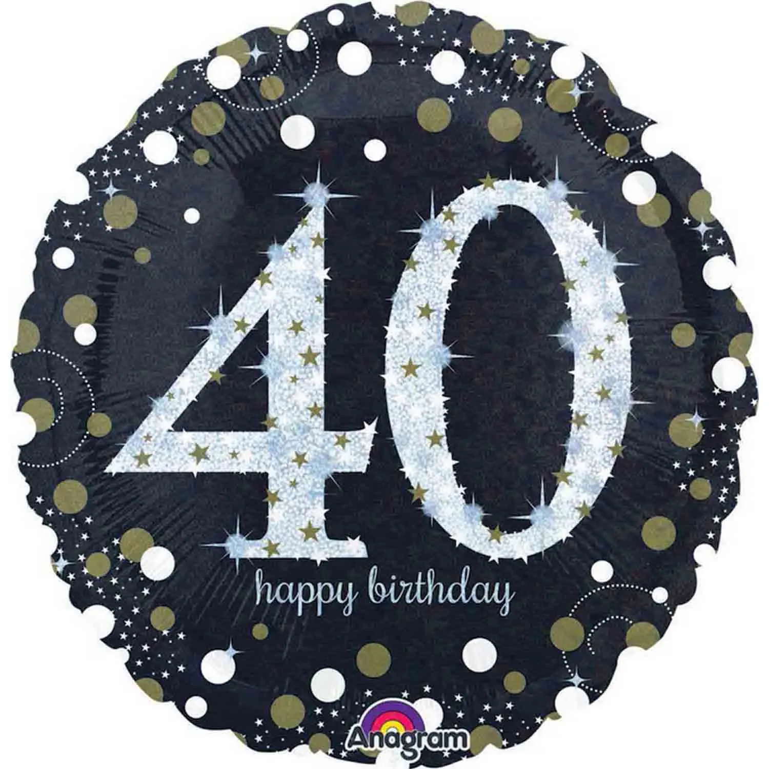 40th Sparkling Holographic Standard Foil Balloon