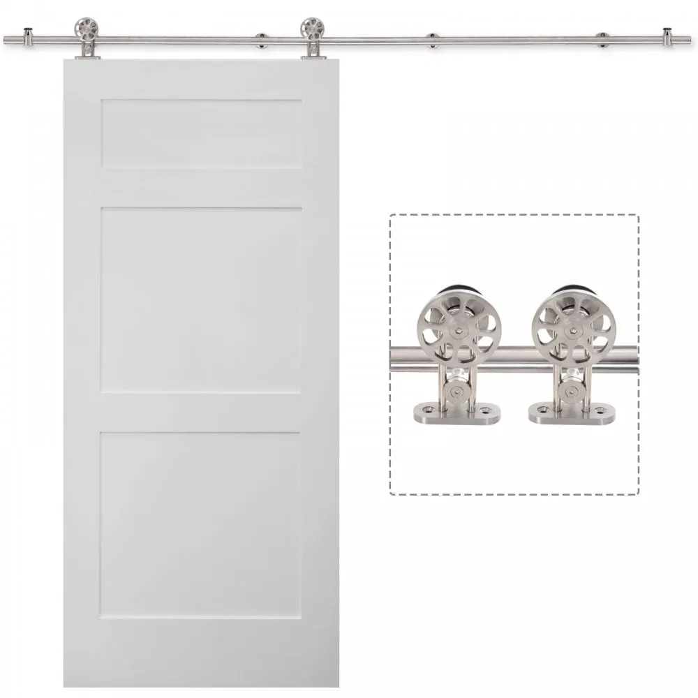 6.6ft Sliding Barn Door Stainless Steel Hardware Kit Silver