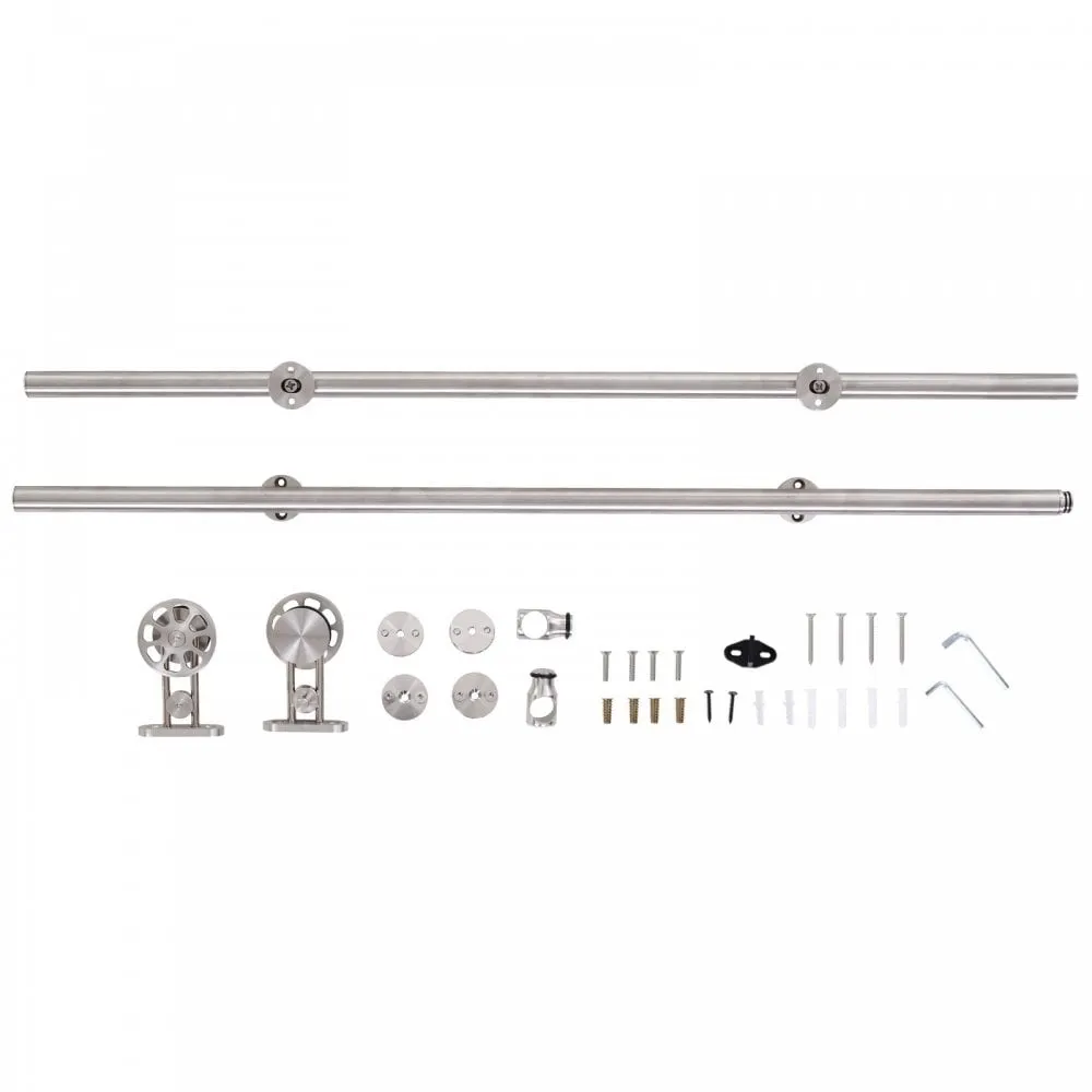 6.6ft Sliding Barn Door Stainless Steel Hardware Kit Silver