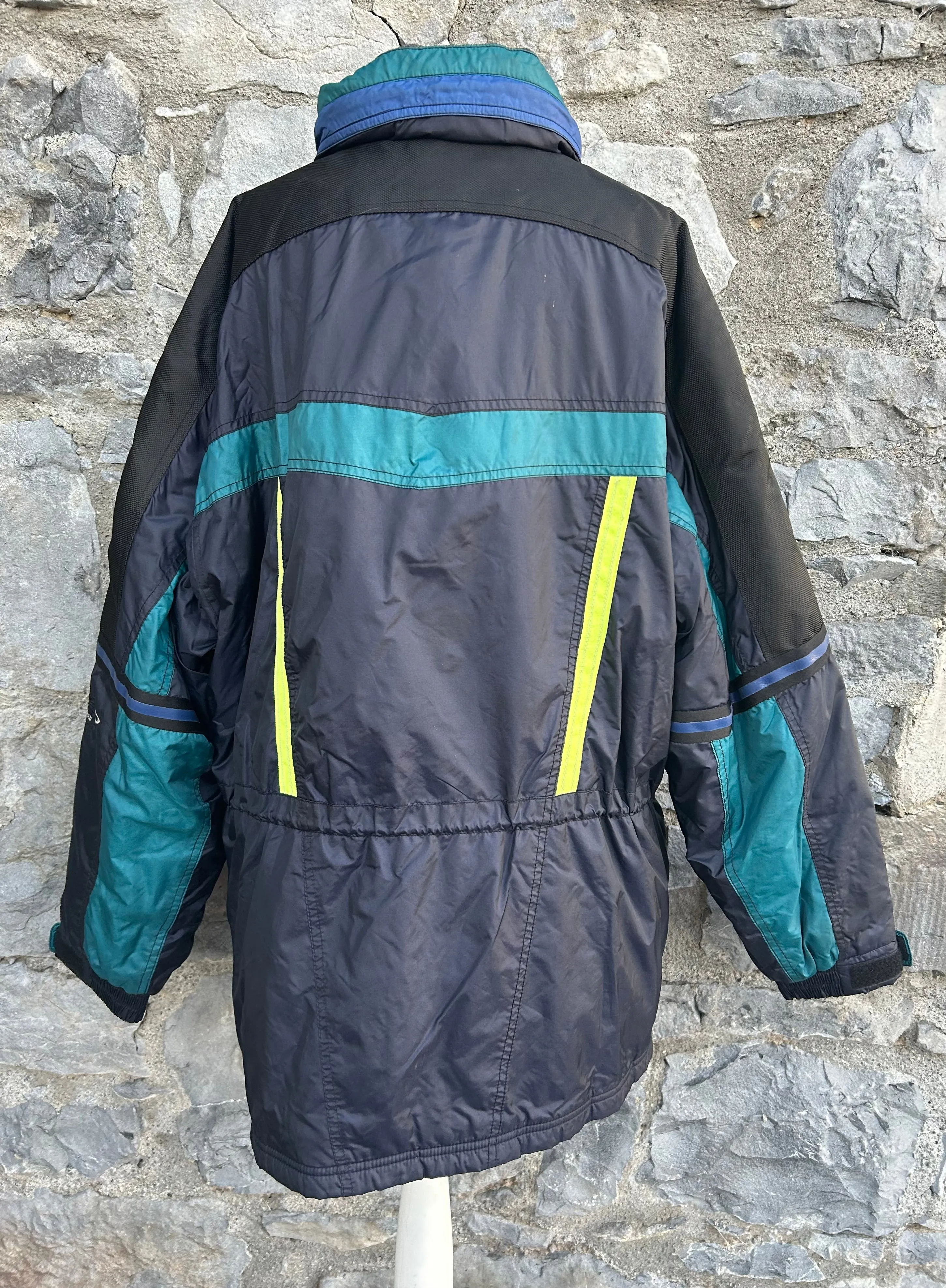 80s Black&teal winter jacket Large