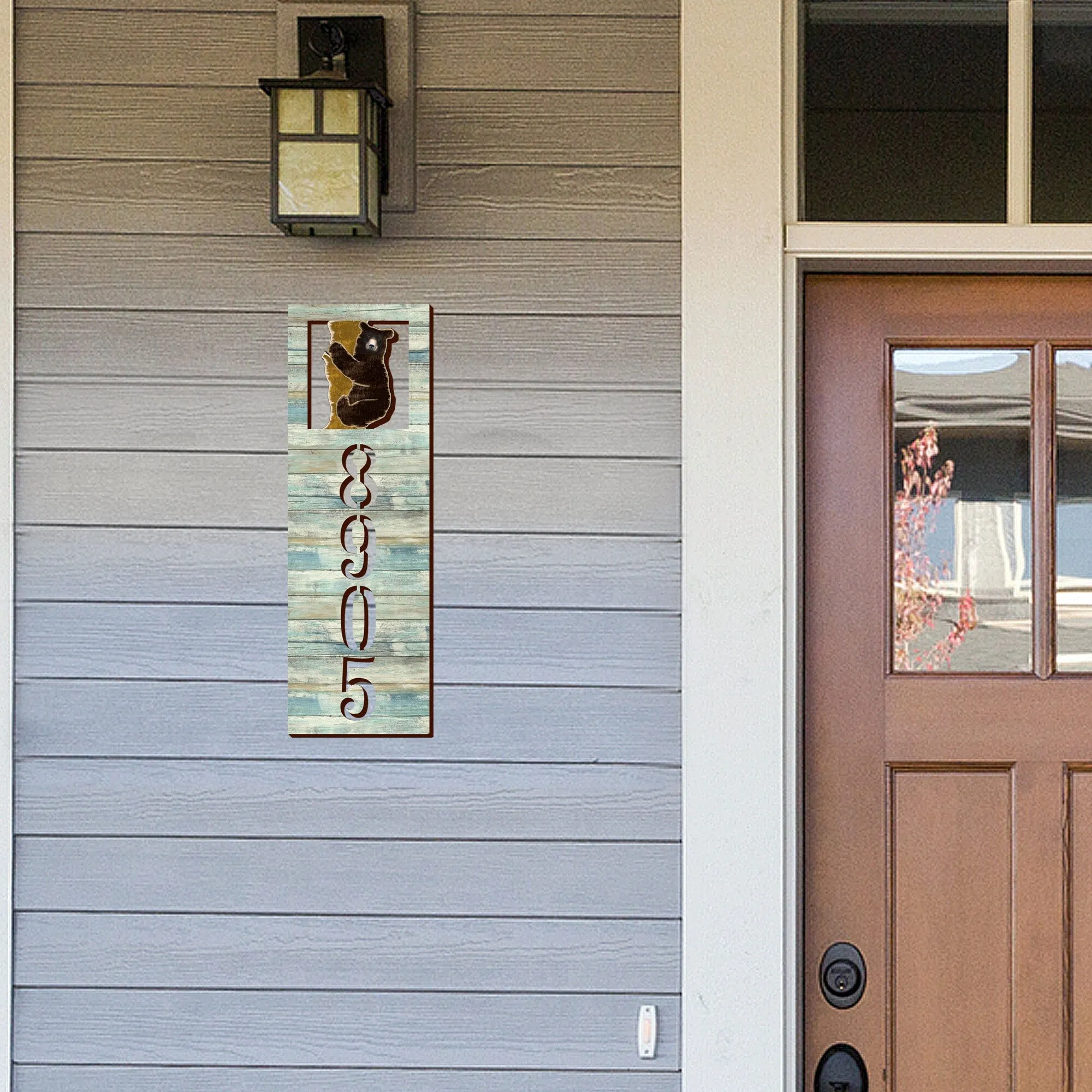 Address Sign - Address Number - Wildlife Door Numbers Sign - Bear Cub Wooden House Number Plaque - Custom Home Address Sign - MA989825