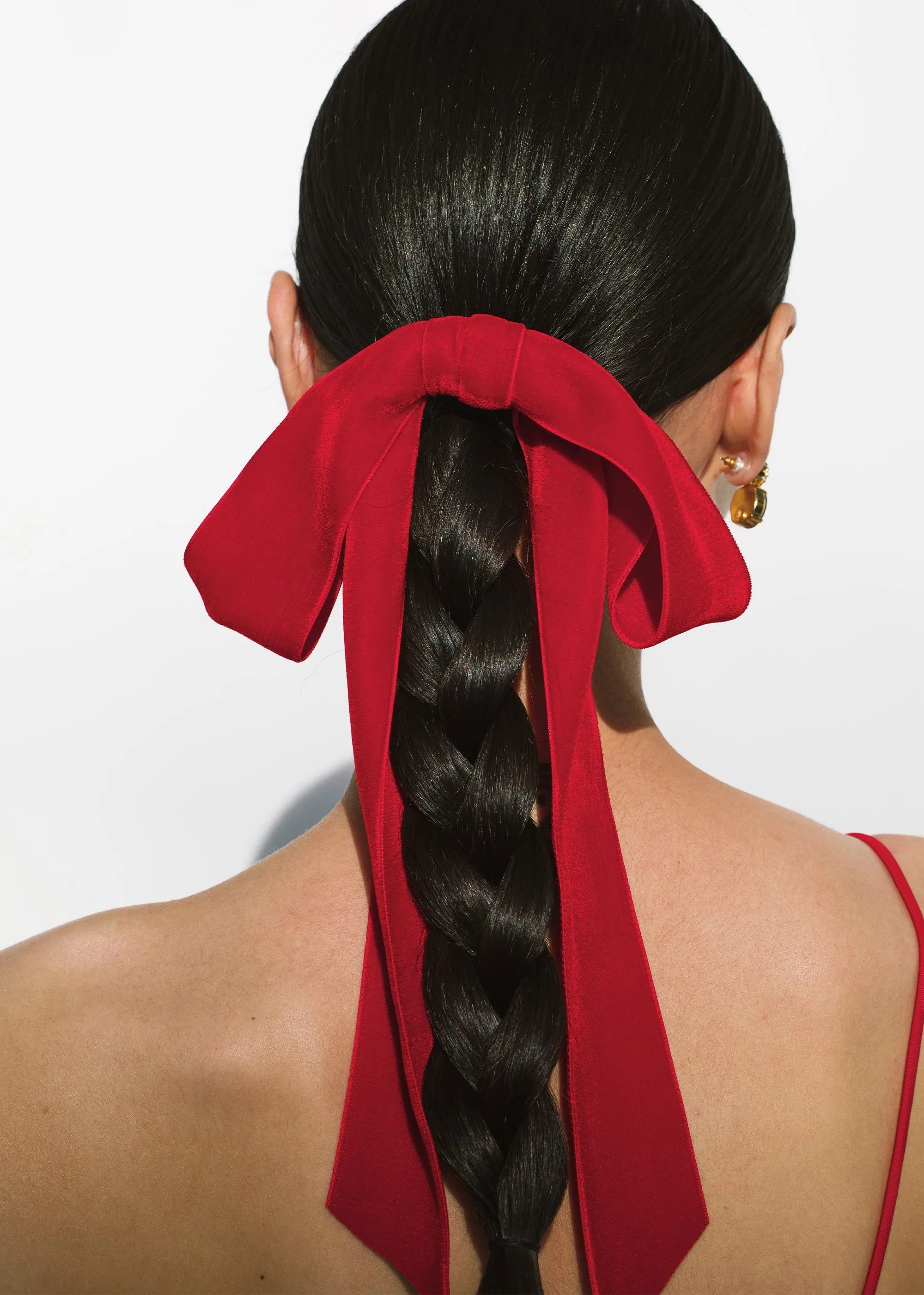 Adley Velvet Bow Barrette -- Rouge