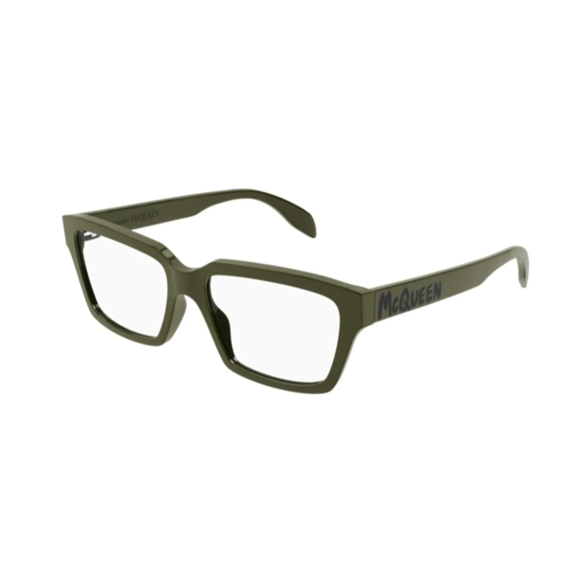 Alexander McQueen Men's Sunglasses Fall Winter Green Transparent Demo Lens Demo Lens Shiny AM0332O 003