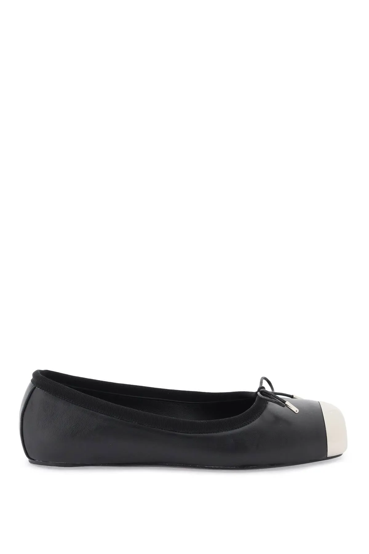 Alexander Mcqueen Nappa Leather Ballet Flats With Metallic Toe (Size - 39)