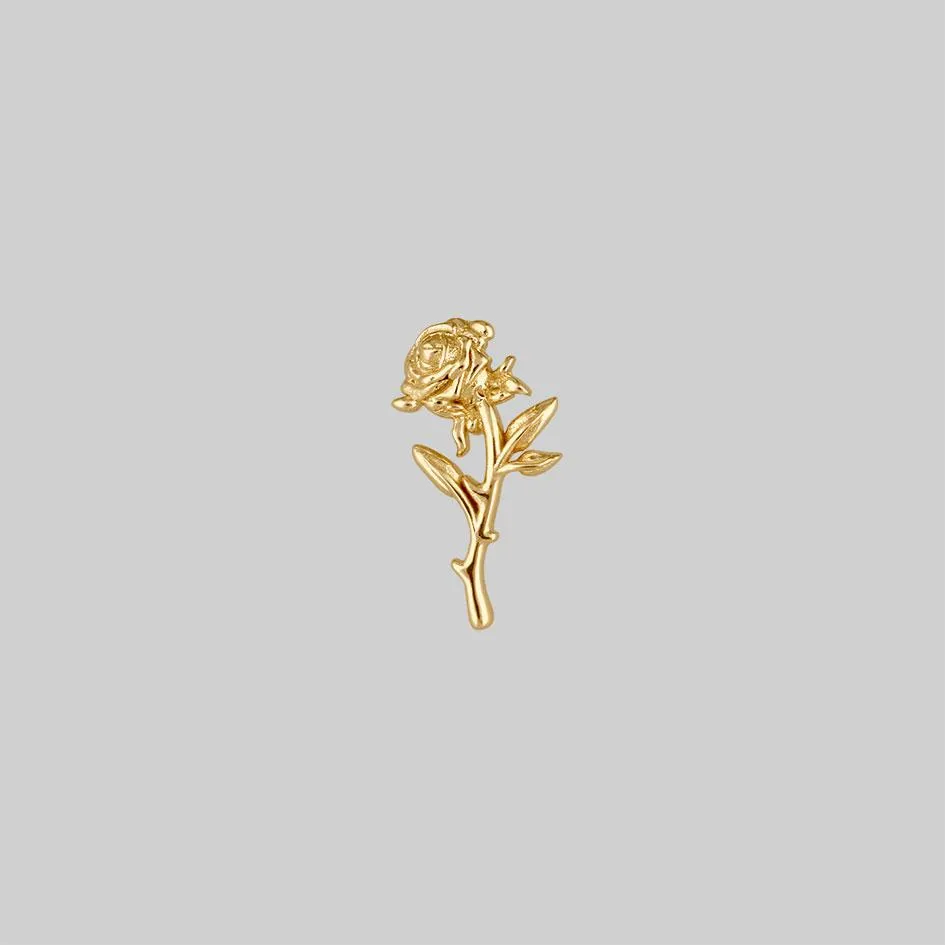 AMOR. Gold Rose Stem Stud Earring - Helix/Tragus