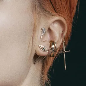 AMOR. Silver Rose Stem Stud Earring - Helix/Tragus