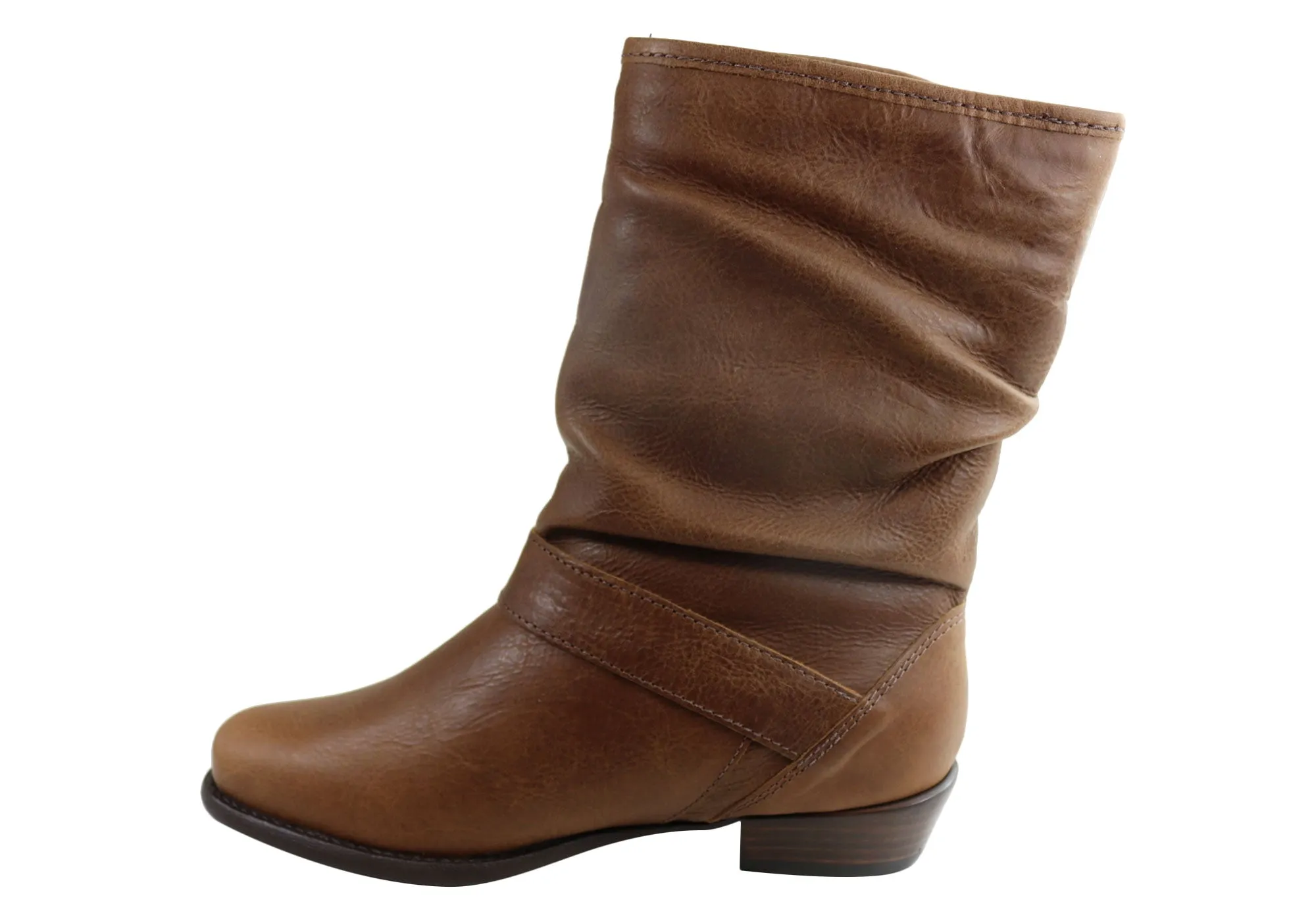 Andacco Hillside Womens Leather Comfort Mid Calf Boots Made In Brazil