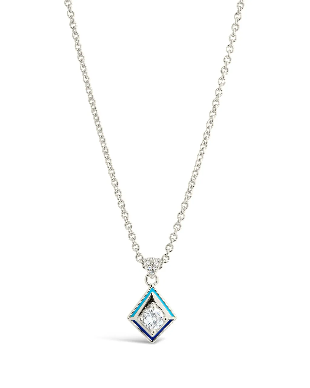 Azurine CZ & Enamel Pendant Necklace