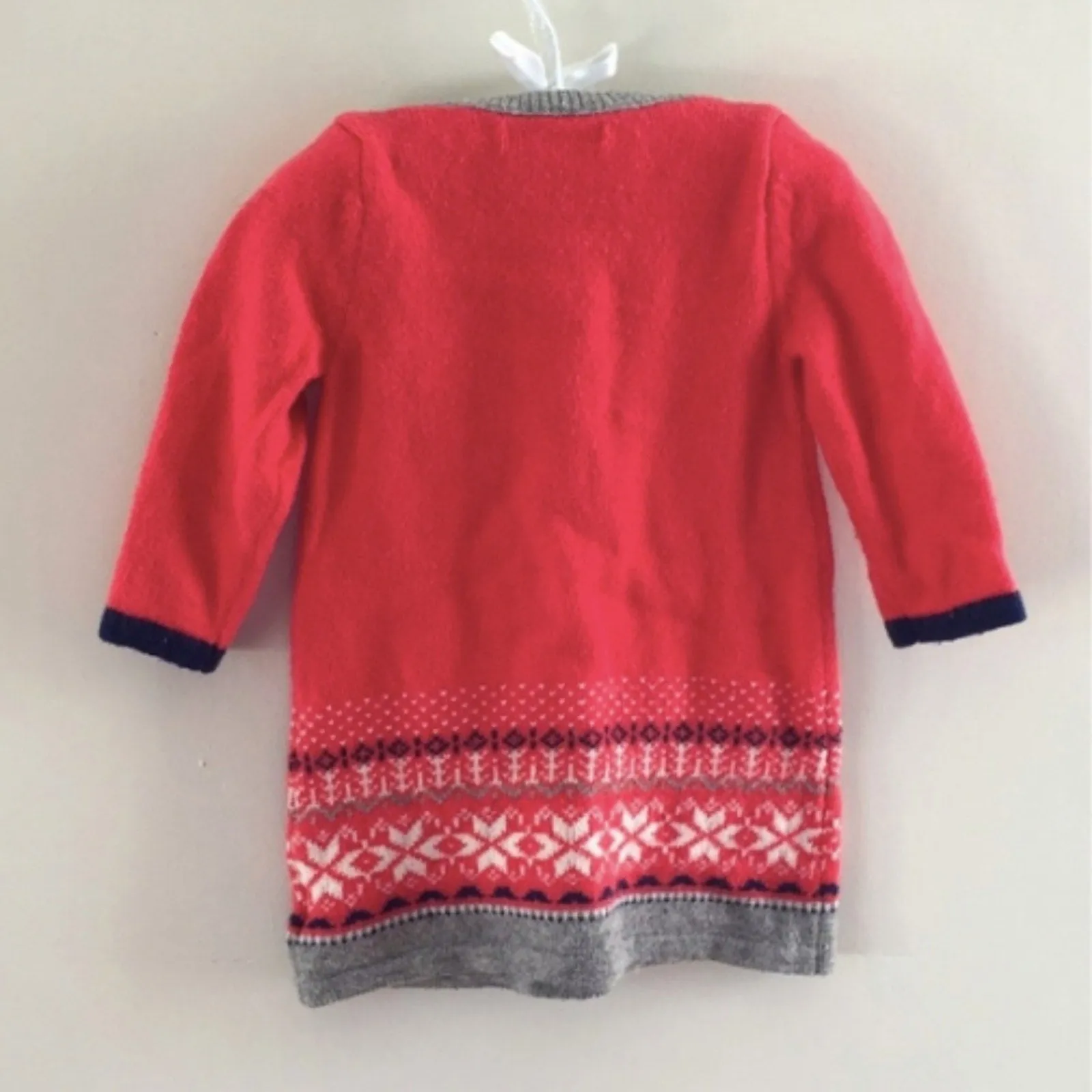 Baby Boden Fair Isle Red Knit Sweater Dress 6-12 Months