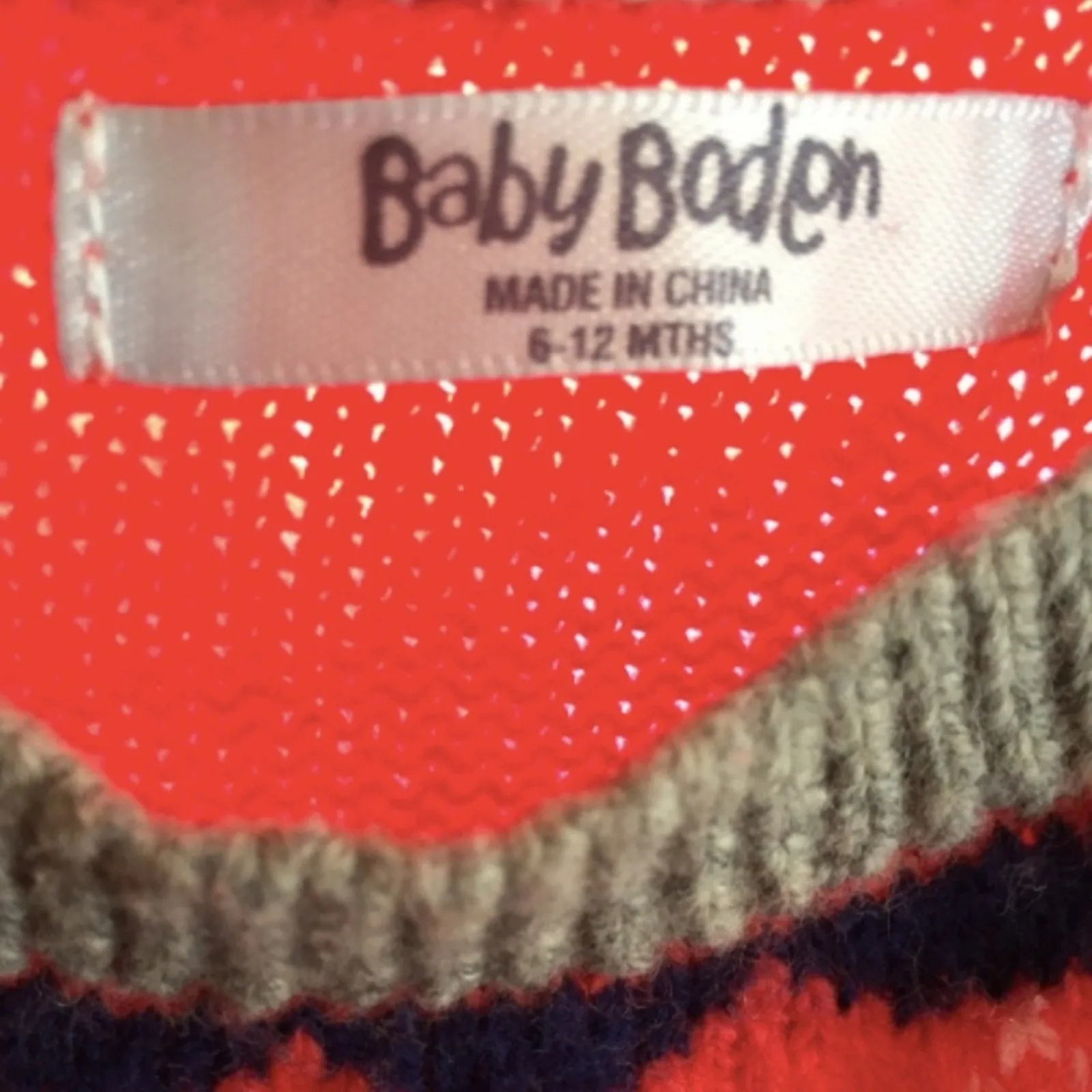 Baby Boden Fair Isle Red Knit Sweater Dress 6-12 Months