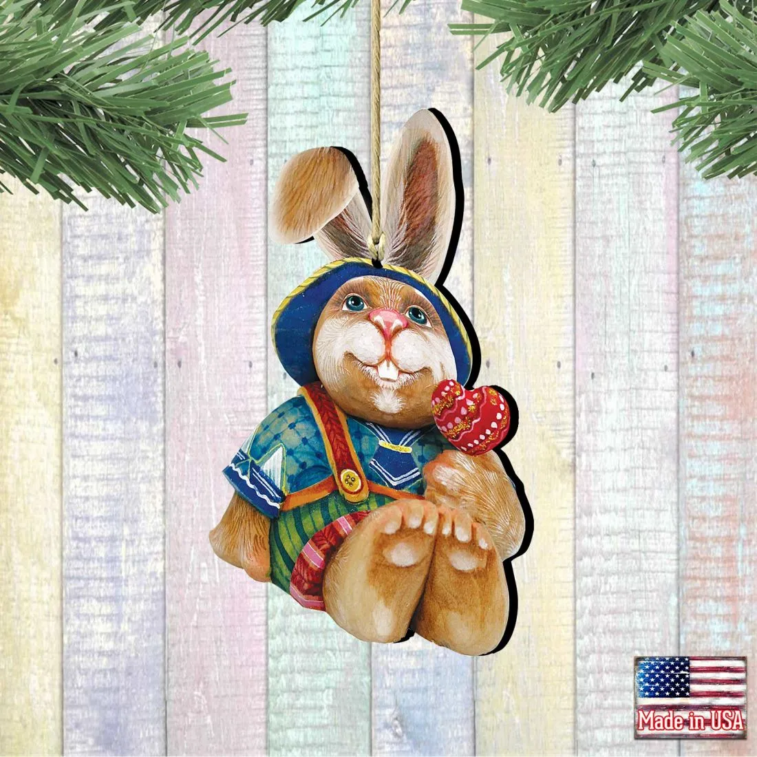 Baby Bunny Wooden Ornaments Easter by G. DeBrekht - Easter Spring Decor - 8154422