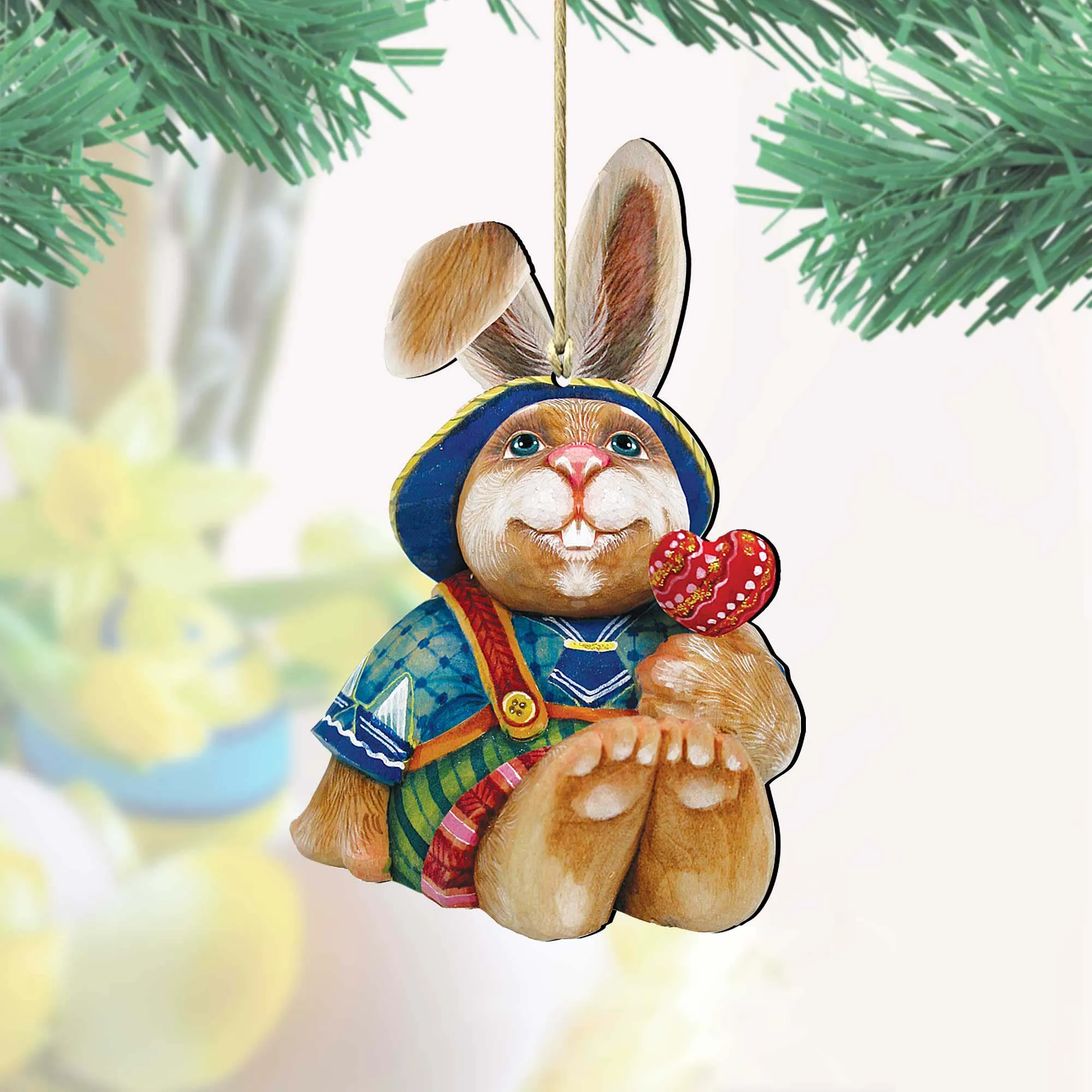 Baby Bunny Wooden Ornaments Easter by G. DeBrekht - Easter Spring Decor - 8154422