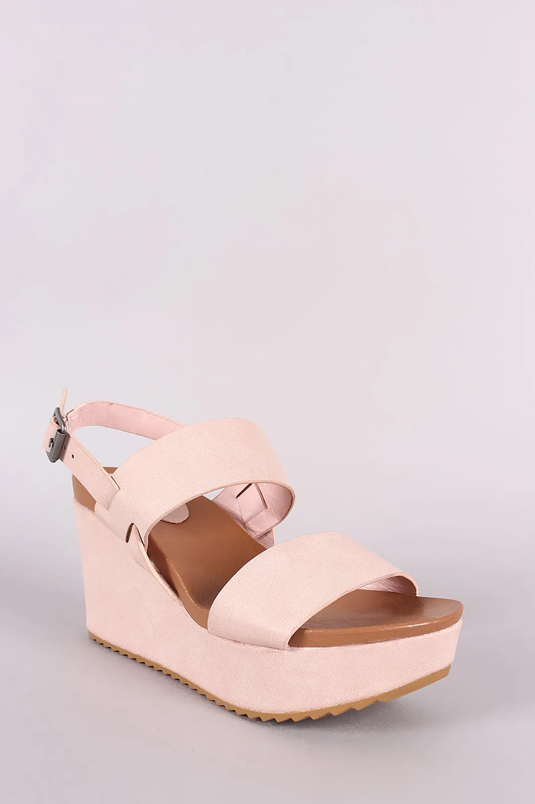 Bamboo Double Band Slingback Platform Wedge