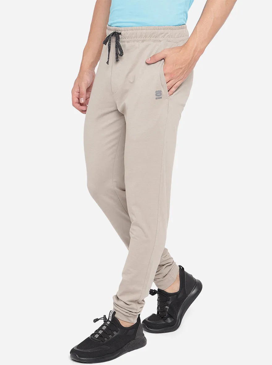 Beige Solid Regular Fit Track Pants | JadeBlue