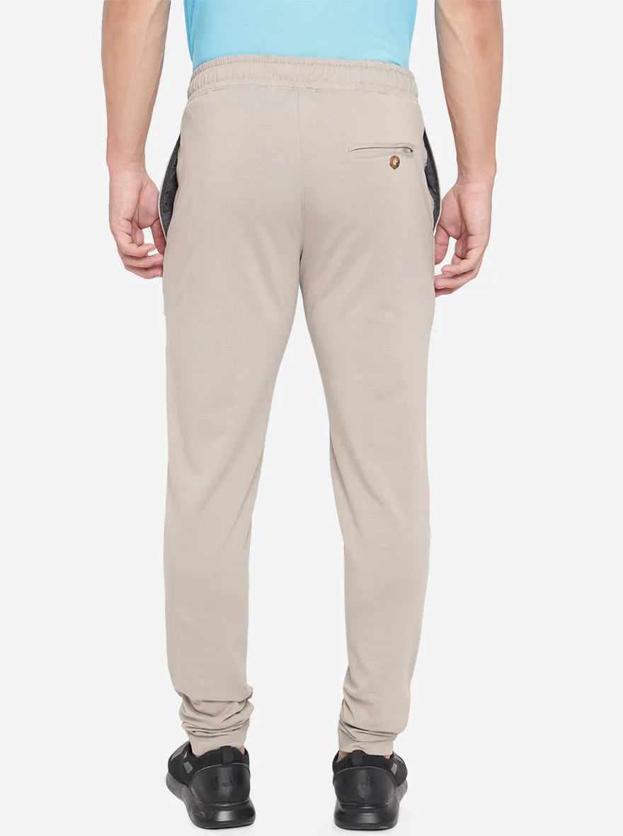 Beige Solid Regular Fit Track Pants | JadeBlue