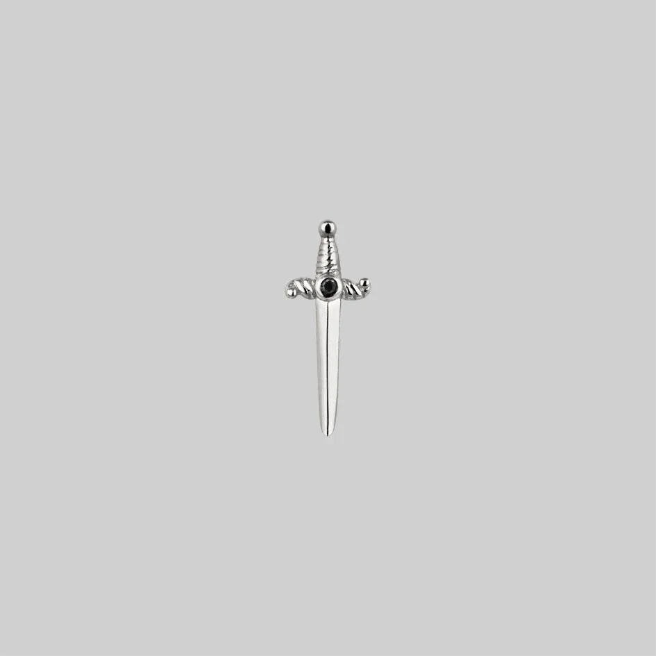 BETRAYAL. Silver & Black Spinel Dagger Earring - Helix/Tragus