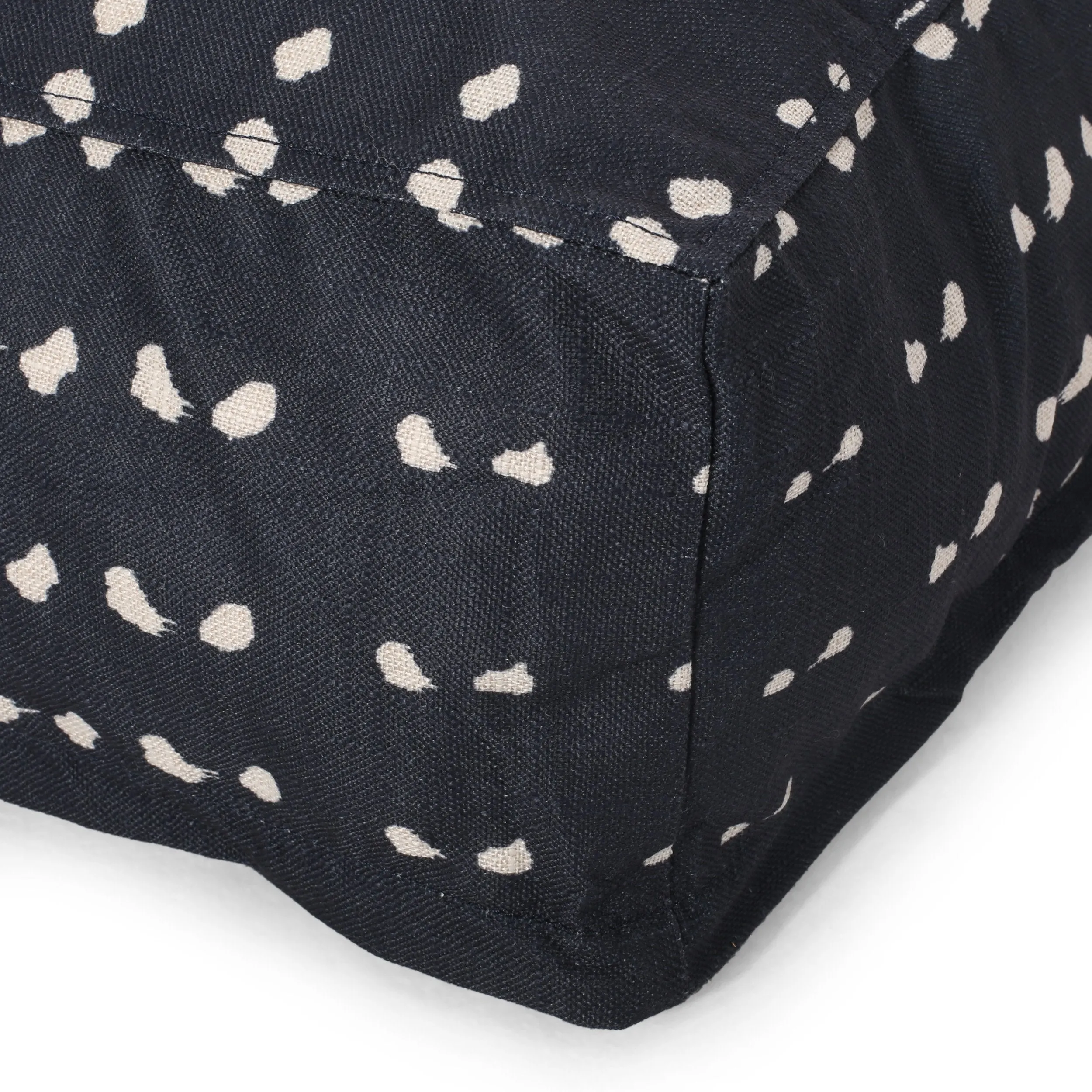 Boho Fabric Square Pouf, Dark Blue - NH713413