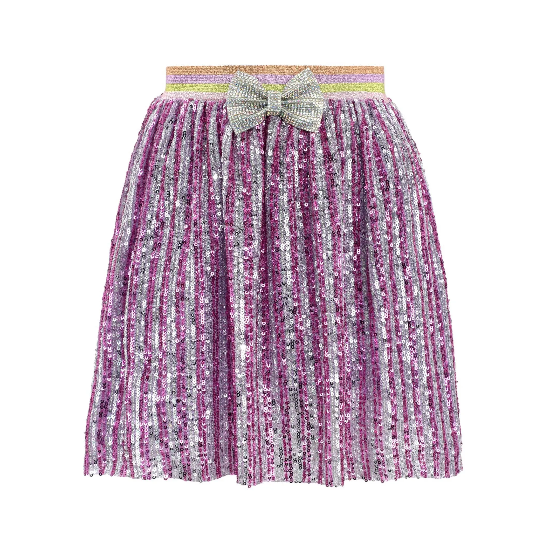 Bow Sequin Striped Skirt