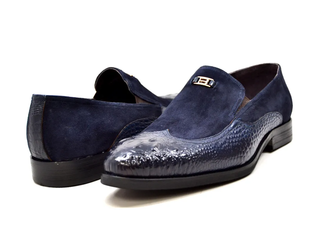 British Collection Shiraz Croc Leather & Suede Shoe - Elegant and Timeless