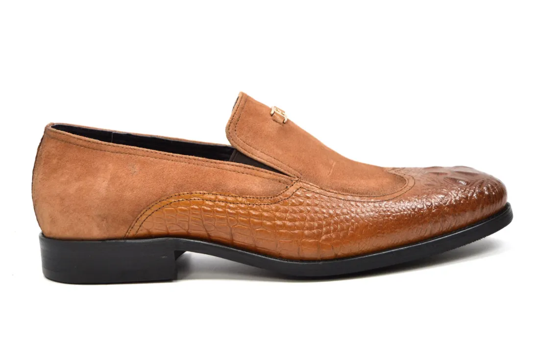 British Collection Shiraz Croc Leather & Suede Shoe - Elegant and Timeless