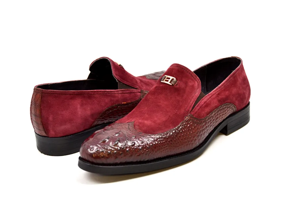 British Collection Shiraz Croc Leather & Suede Shoe - Elegant and Timeless