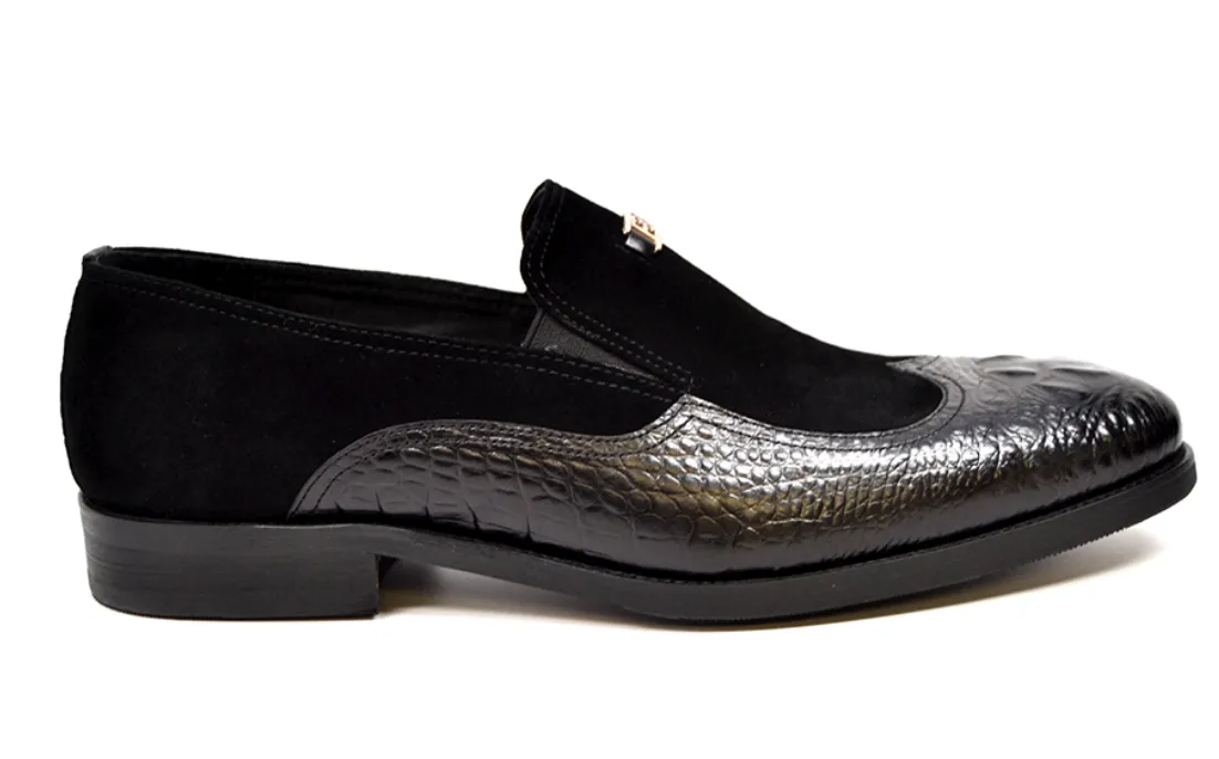 British Collection Shiraz Croc Leather & Suede Shoe - Elegant and Timeless