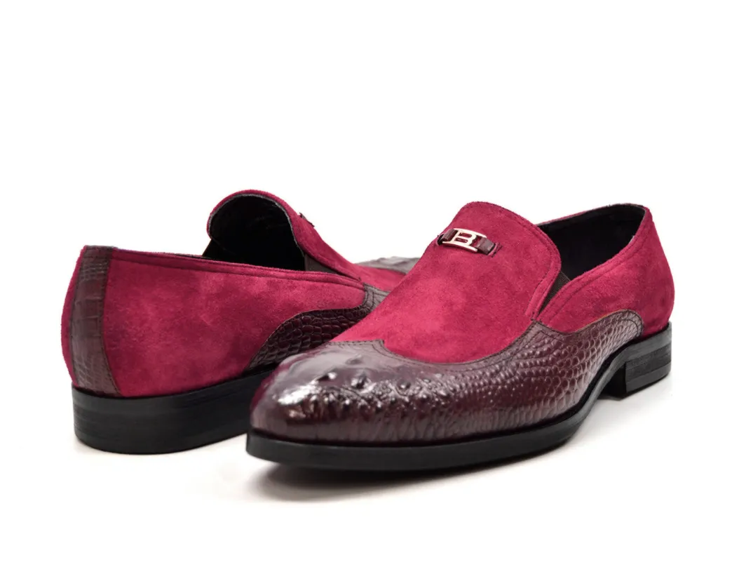 British Collection Shiraz Croc Leather & Suede Shoe - Elegant and Timeless