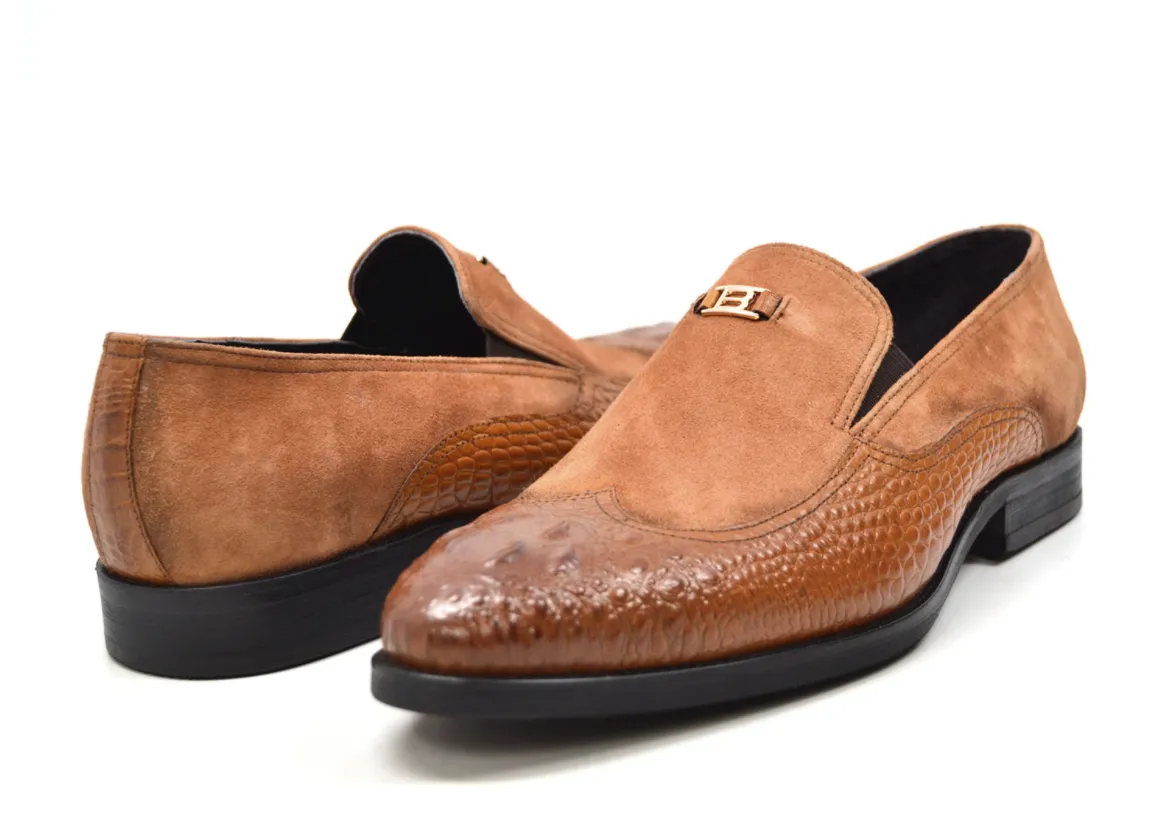 British Collection Shiraz Croc Leather & Suede Shoe - Elegant and Timeless