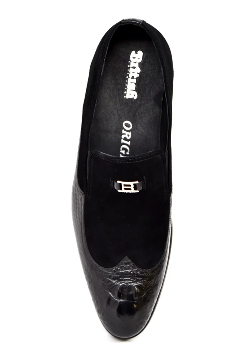 British Collection Shiraz Croc Leather & Suede Shoe - Elegant and Timeless