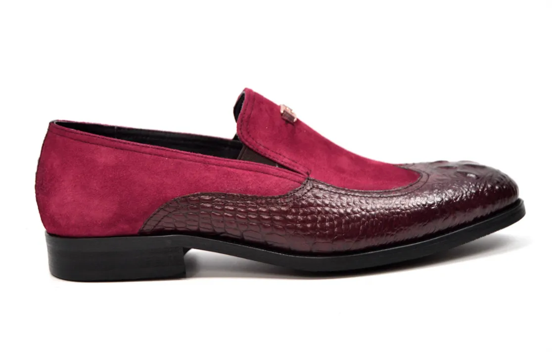 British Collection Shiraz Croc Leather & Suede Shoe - Elegant and Timeless