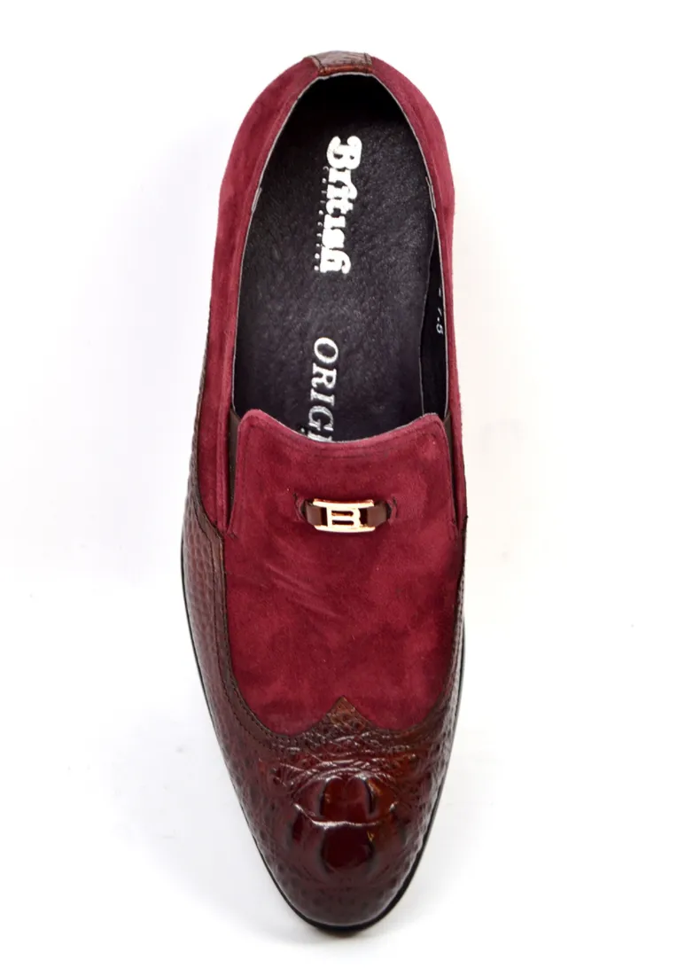 British Collection Shiraz Croc Leather & Suede Shoe - Elegant and Timeless