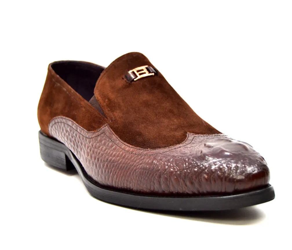 British Collection Shiraz Croc Leather & Suede Shoe - Elegant and Timeless