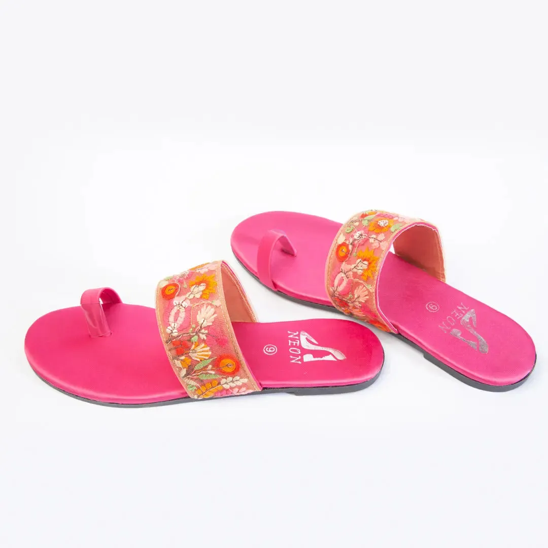 Broad Lace Slippers Pink