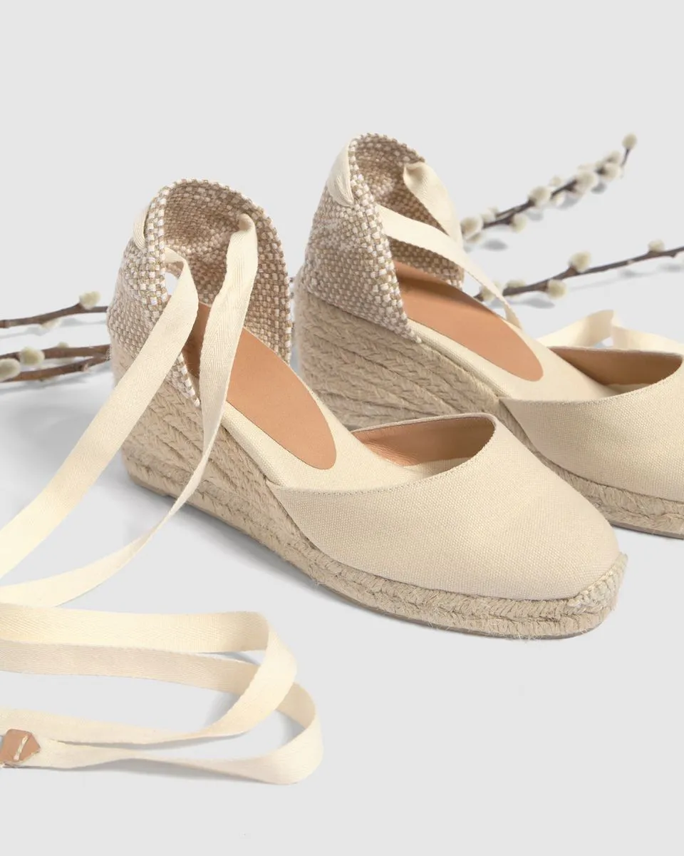 Castaner Carina 6 Ivory Beige Canvas Wedge Espadrilles