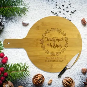 Christmas Wishes Round Bamboo Serving Board