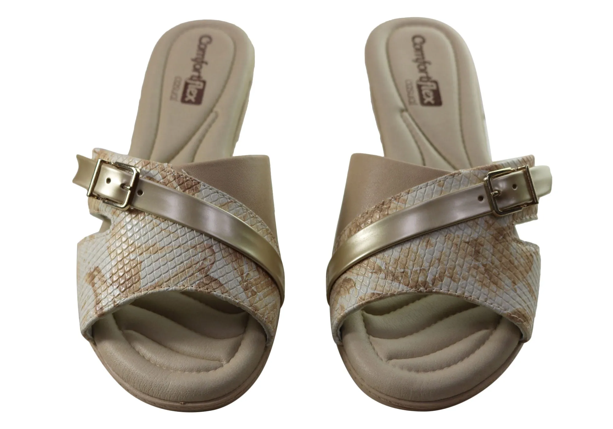 Comfortflex Rosie Womens Comfort Wedge Slides Sandals Made In Brazil