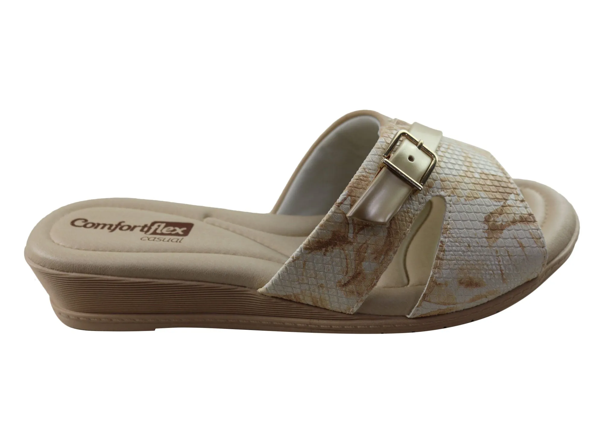 Comfortflex Rosie Womens Comfort Wedge Slides Sandals Made In Brazil