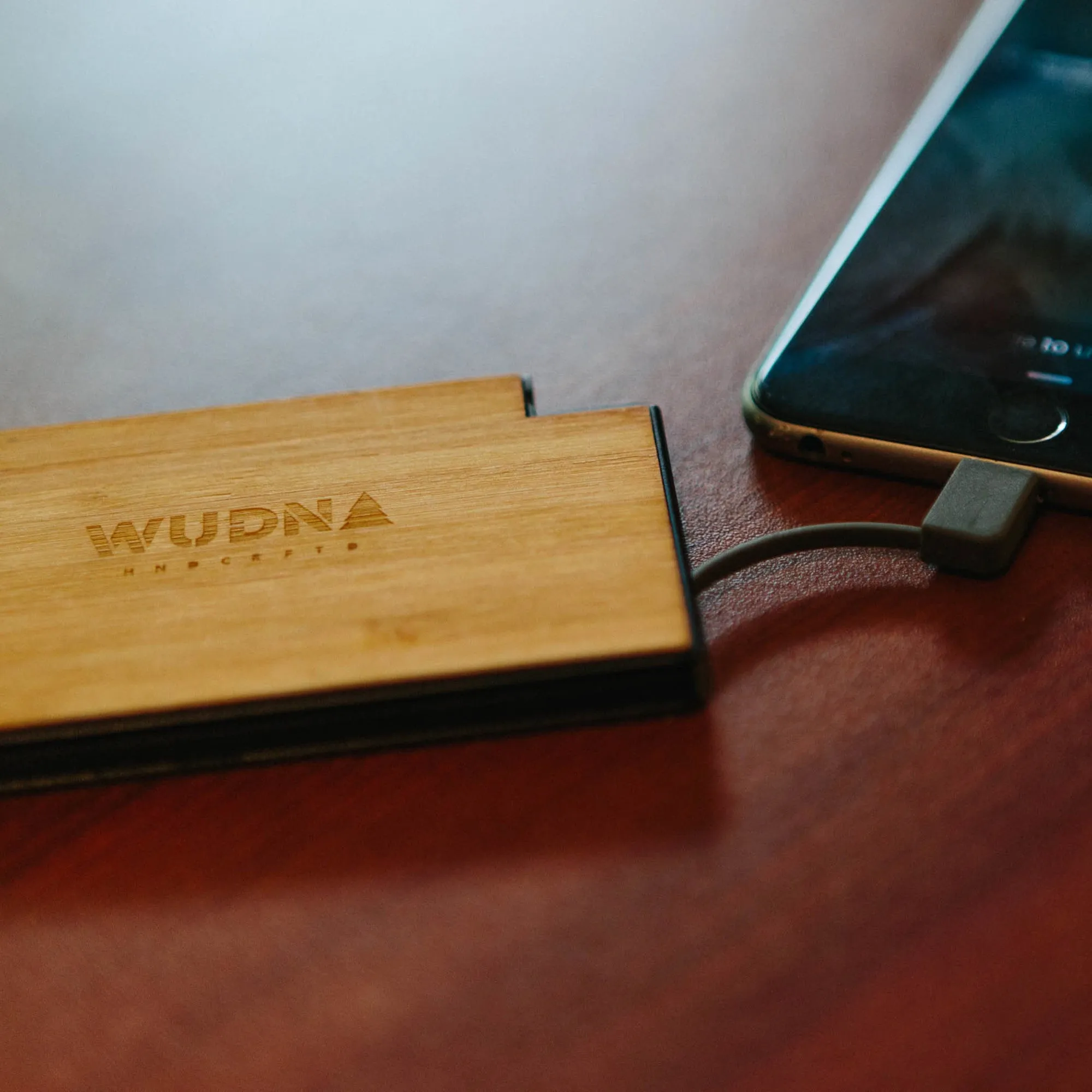 Customizable Slim-Dual Wooden Power Bank