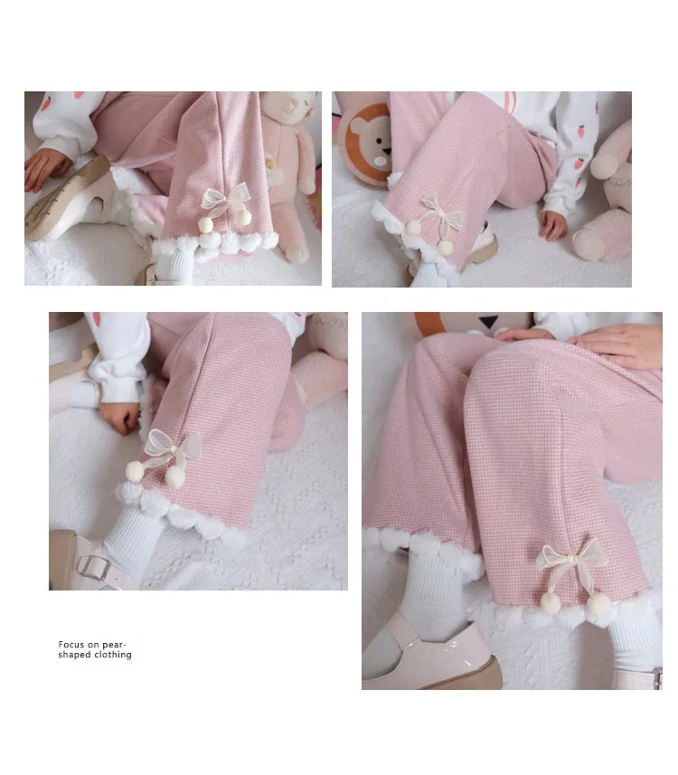 Cute bow thick straight-leg pants PL52866