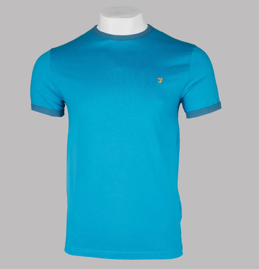 Farah Groves Ringer T-Shirt Blue Opal