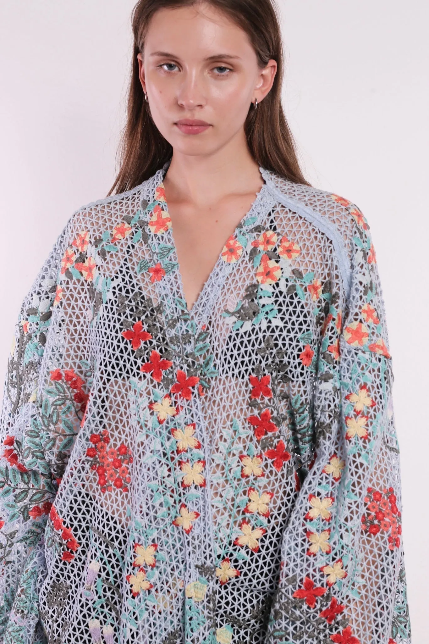 FLOWER COMB LIGHT BLUE COLOR KIMONO