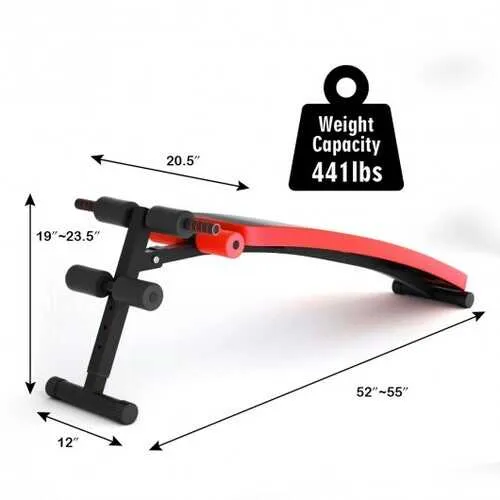 Folding Weight Bench Adjustable Sit-up Board Workout Slant Bench-Red