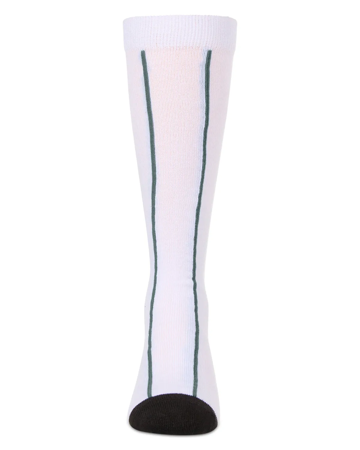 Girls Sporty Stretch Cotton Logo Vertical Stripe Knee Sock