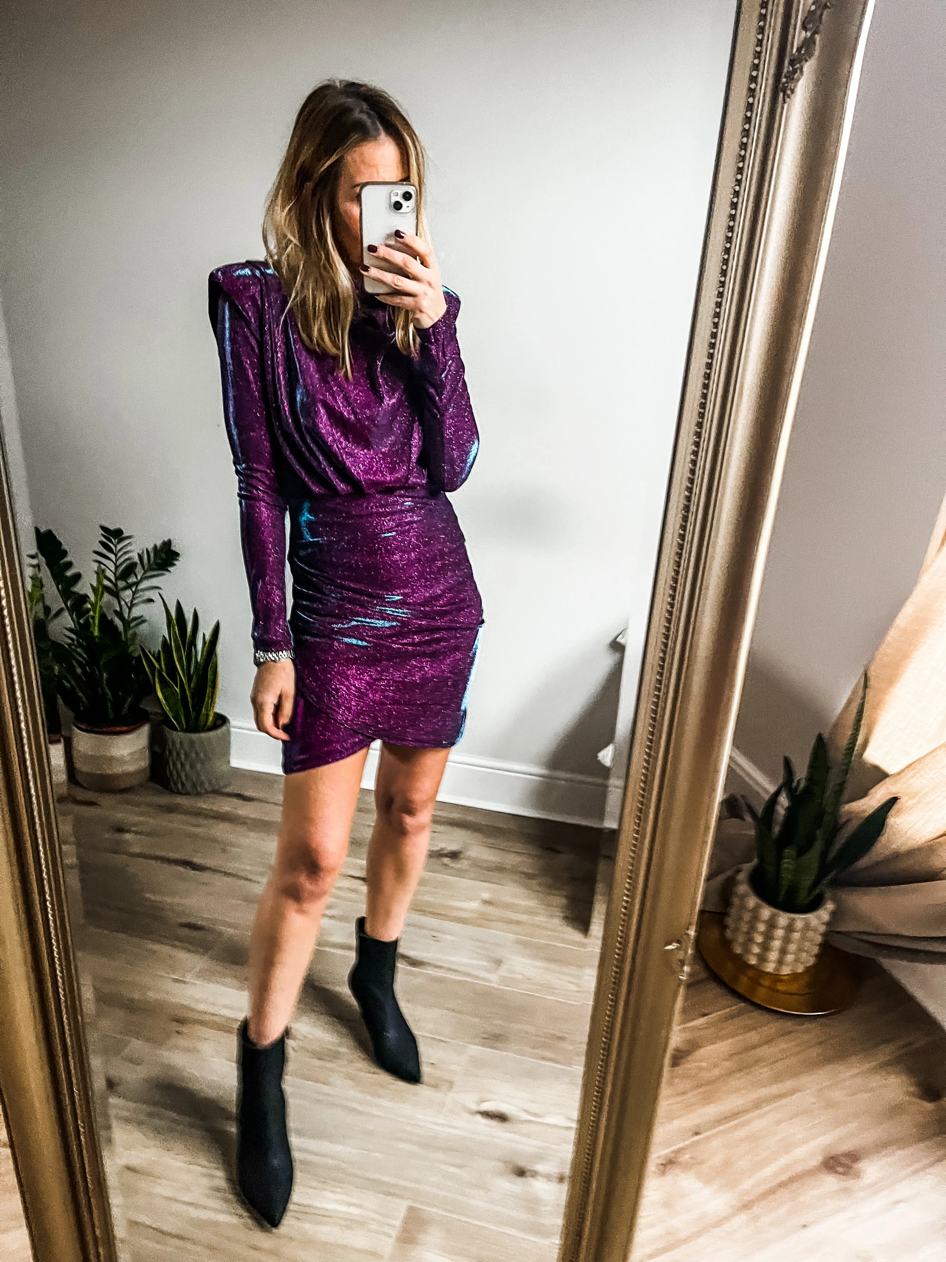 Glitter Drape Detail Mini Dress